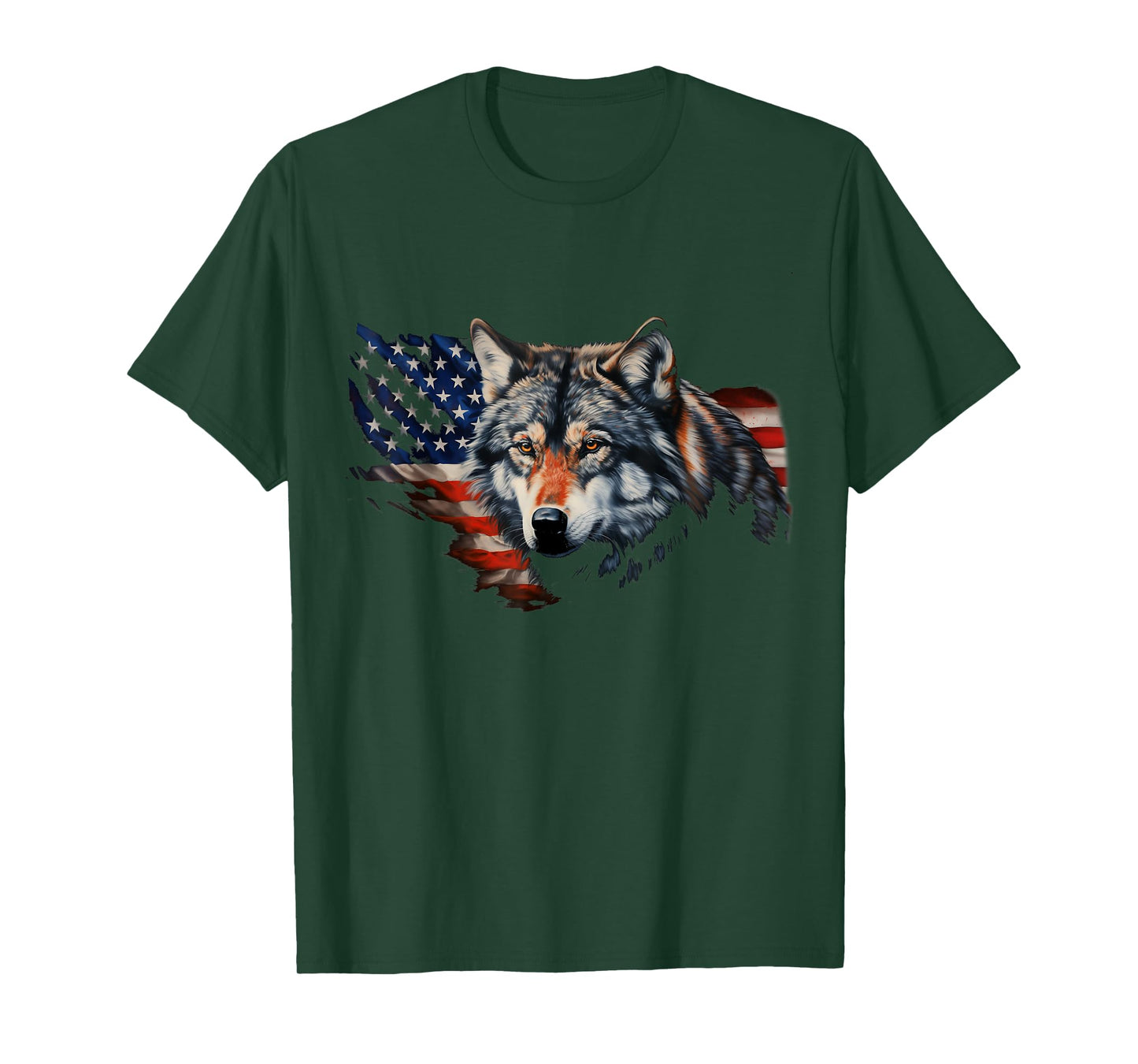 Wolf American Flag USA 4th of July Patriotic Wolf T-Shirt