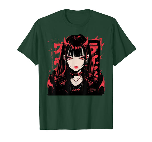 Goth Grunge Demon Anime Girl Waifu Horror Alt Aesthetic T-Shirt