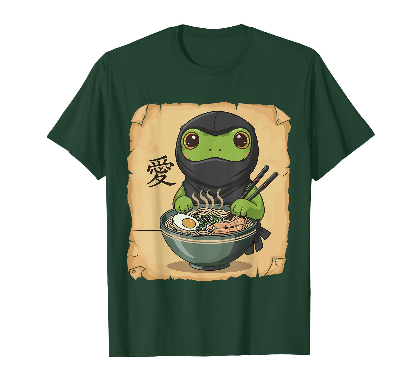 Ramen Ninja Frog Noodle Kawaii Lover Japanese Funny Graphic T-Shirt