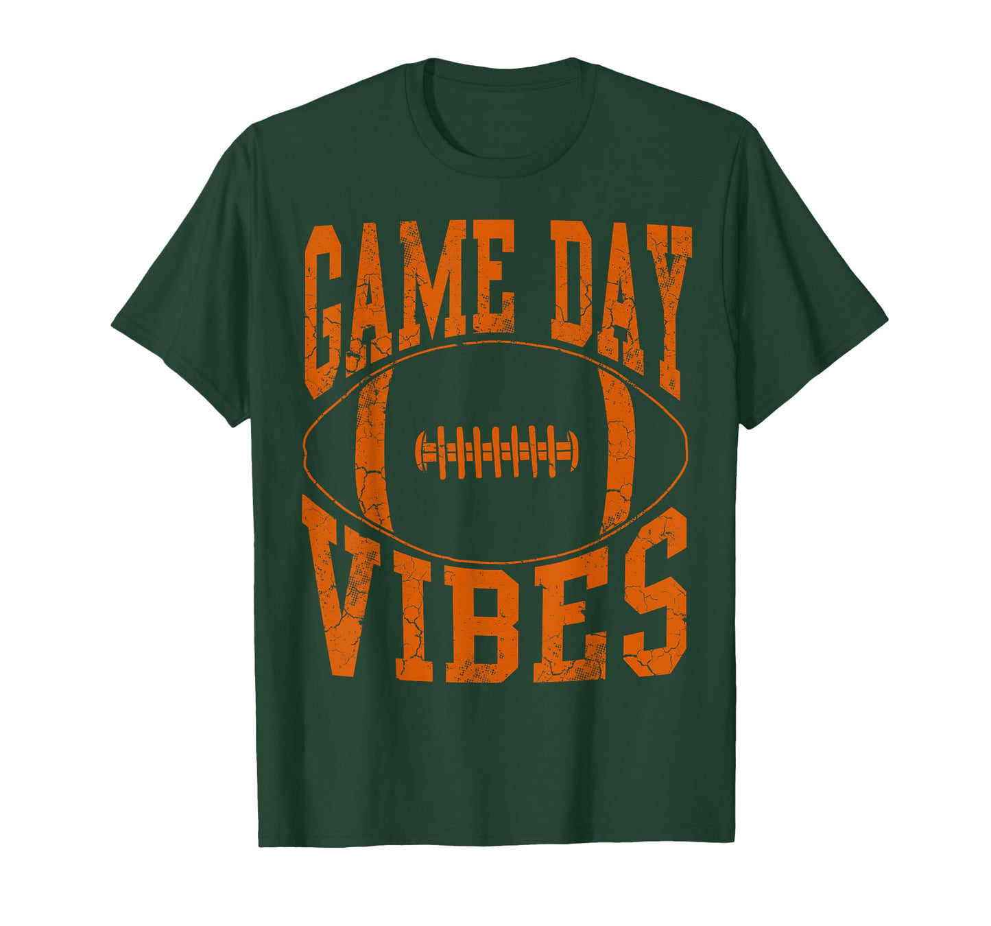Game Day Vibes Orange Football Vintage Distressed T-Shirt