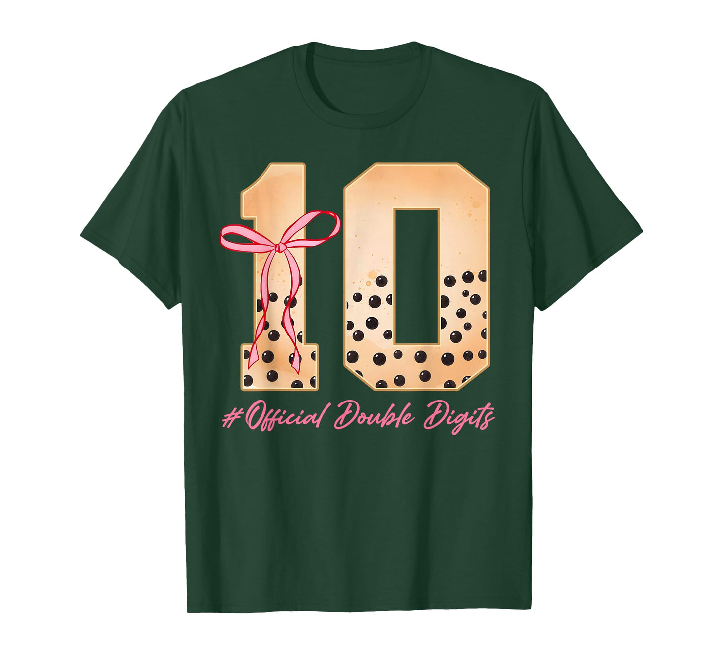 10th Birthday Girl Pink Coquette Bow Bubble Boba Tea Party T-Shirt
