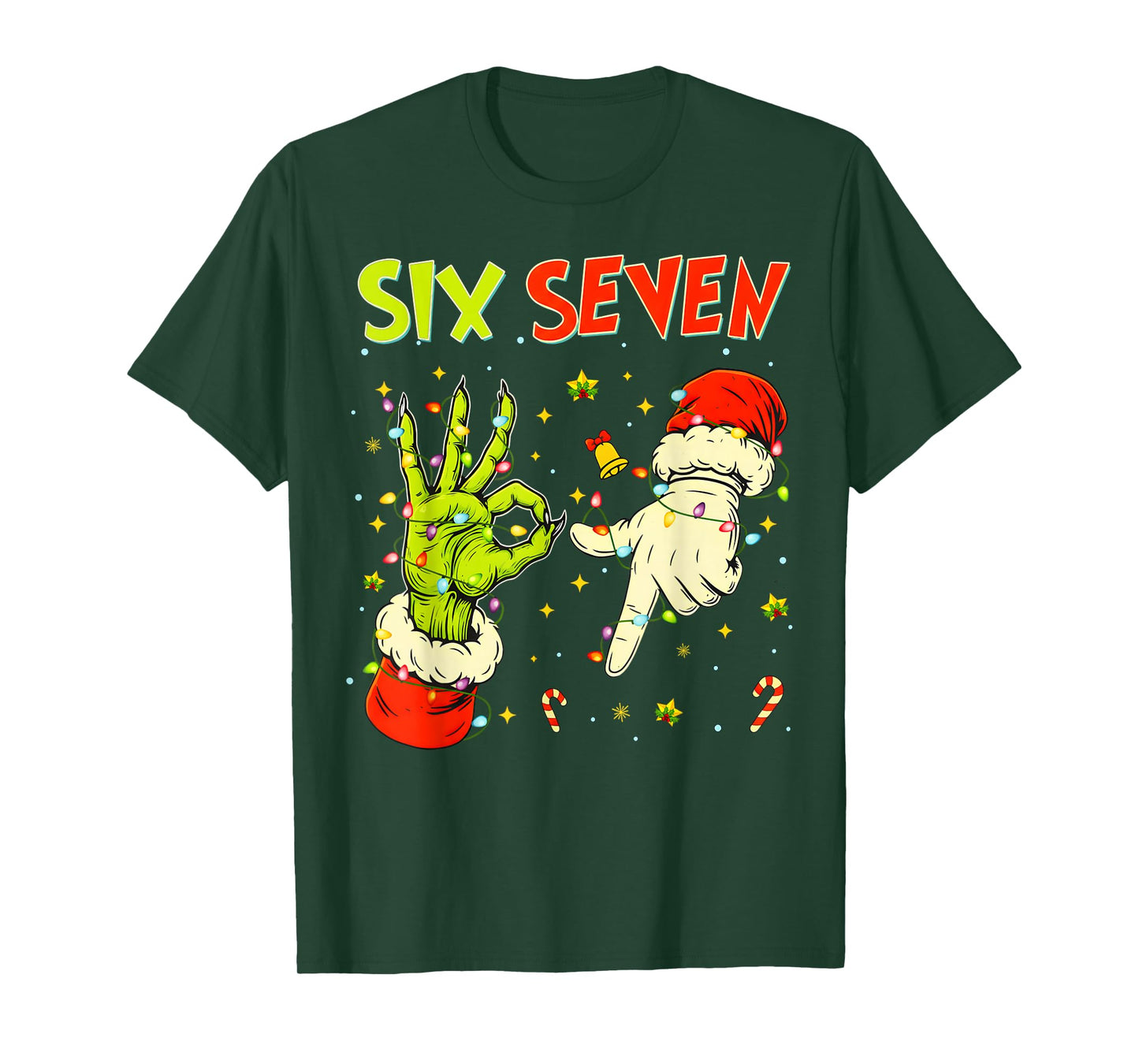 Six Seven 67 Funny Hand-Sign Christmas Meme T-Shirt