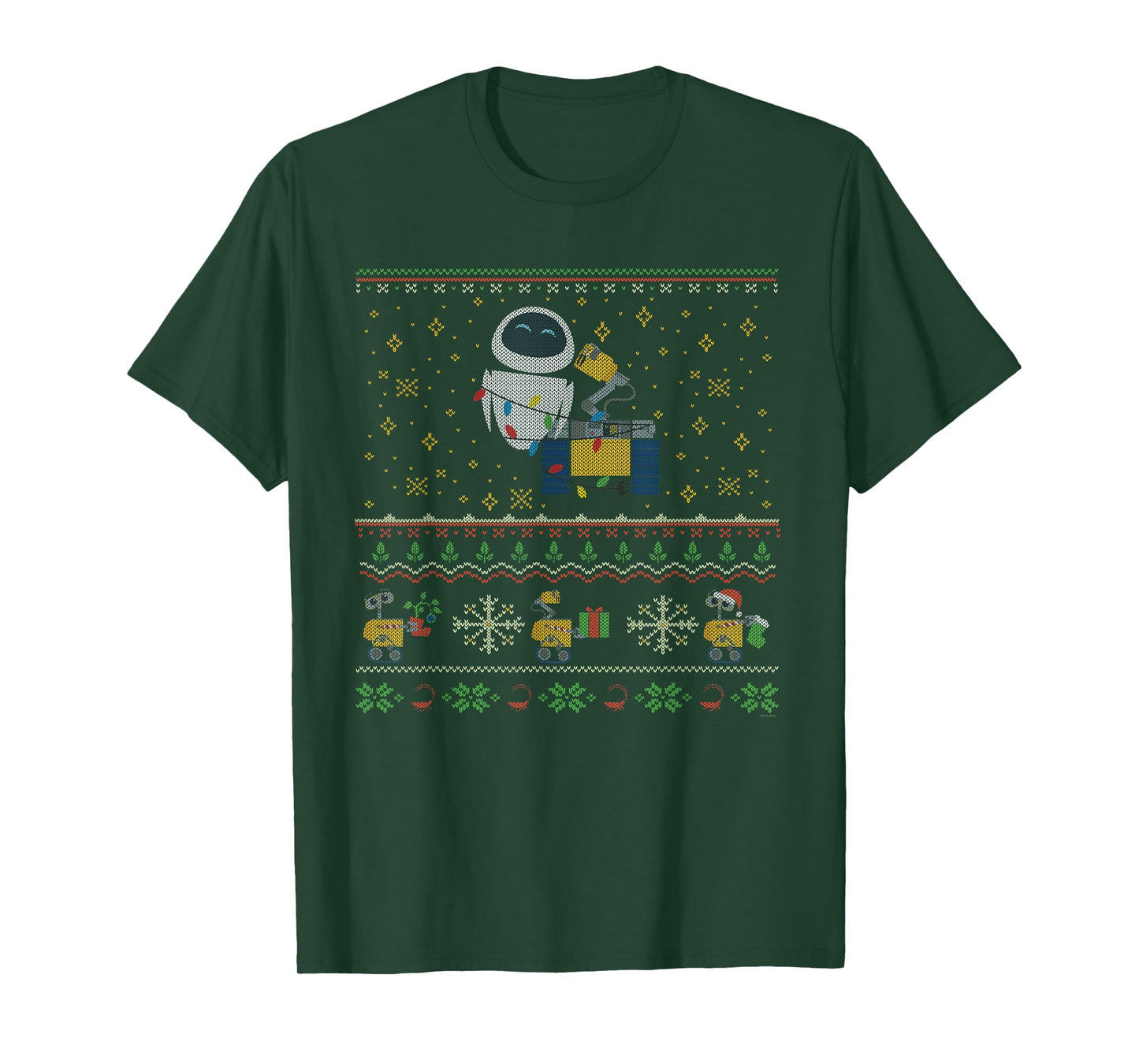 Disney PIXAR Wall-E & Eve Ugly Christmas Sweater Holiday T-Shirt