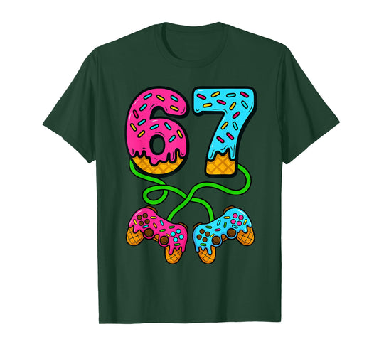 67 Ice Cream Drip Meme Gamer Six Seven Gen Alpha Slang T-Shirt
