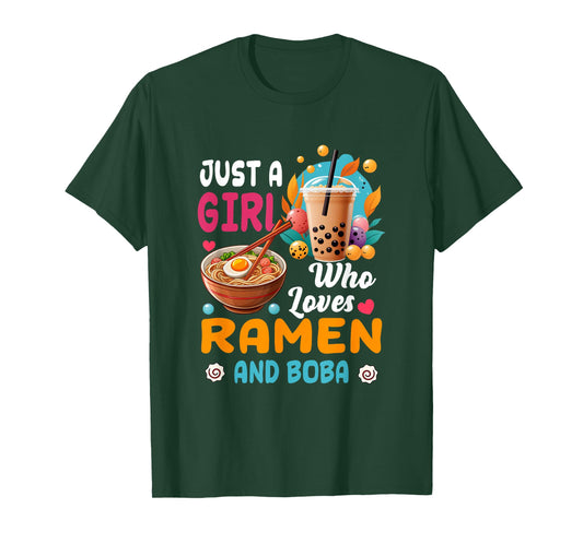Just Girl Who Loves Ramen And Boba Bubble Tea Japanese T-Shirt