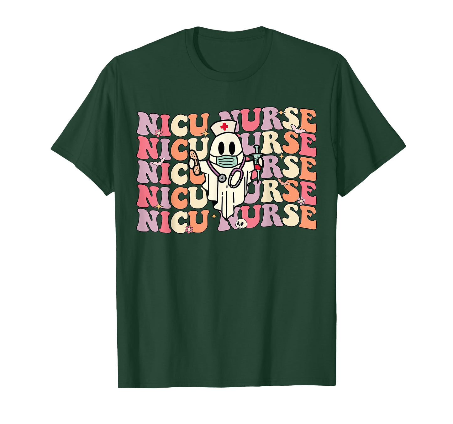 Groovy NICU Nurse Halloween Ghost Costume Neonatal Nurse T-Shirt