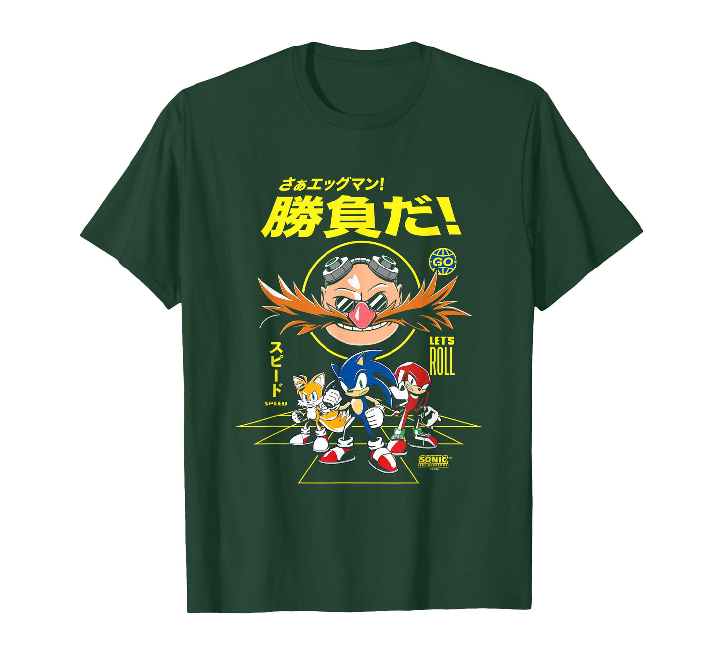 Sonic The Hedgehog Let's Roll Distressed Kanji Poster T-Shirt