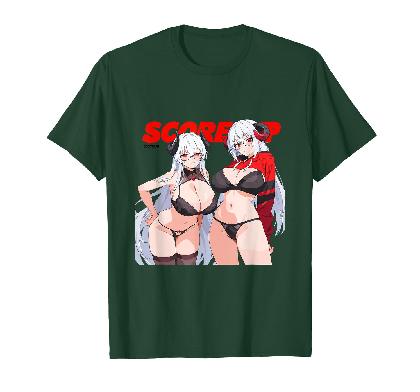 Waifu Sexy Anime Girl Glasses Horns Japanese Style T-Shirt