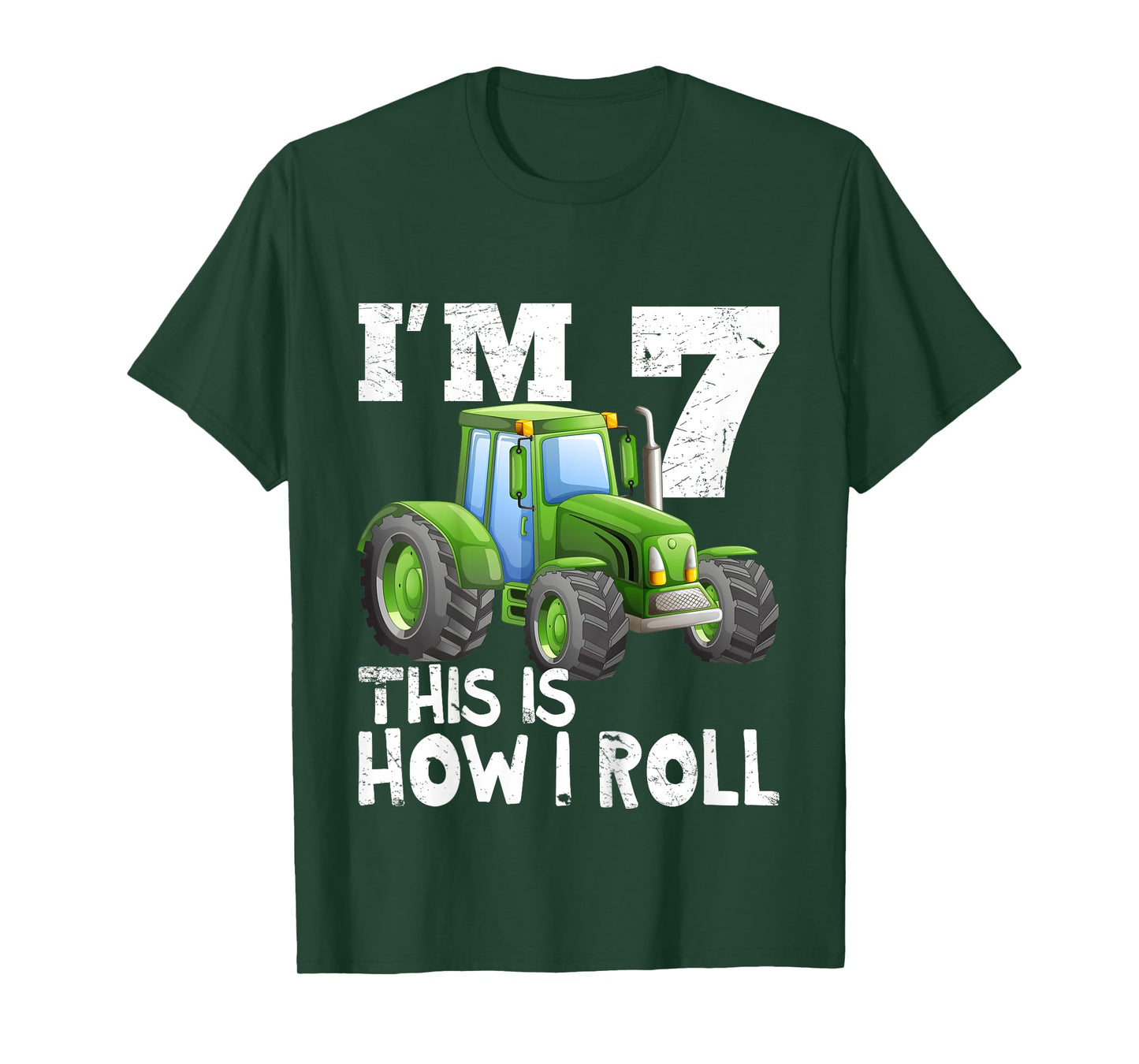 Kids Farm Tractor 7th Birthday Party Shirt 7 Years Old T-Shirt