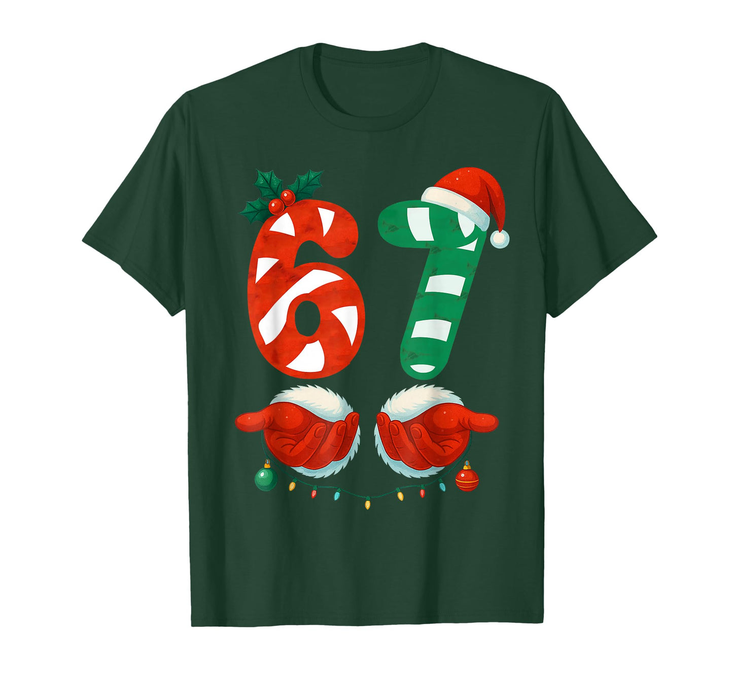 67 Christmas 6 7 Meme Cute Candy Cane 67 Meme Xmas Holiday T-Shirt