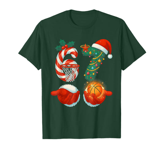 67 Christmas 6 7 Meme Basketball Pajamas Gen Alpha Slang T-Shirt