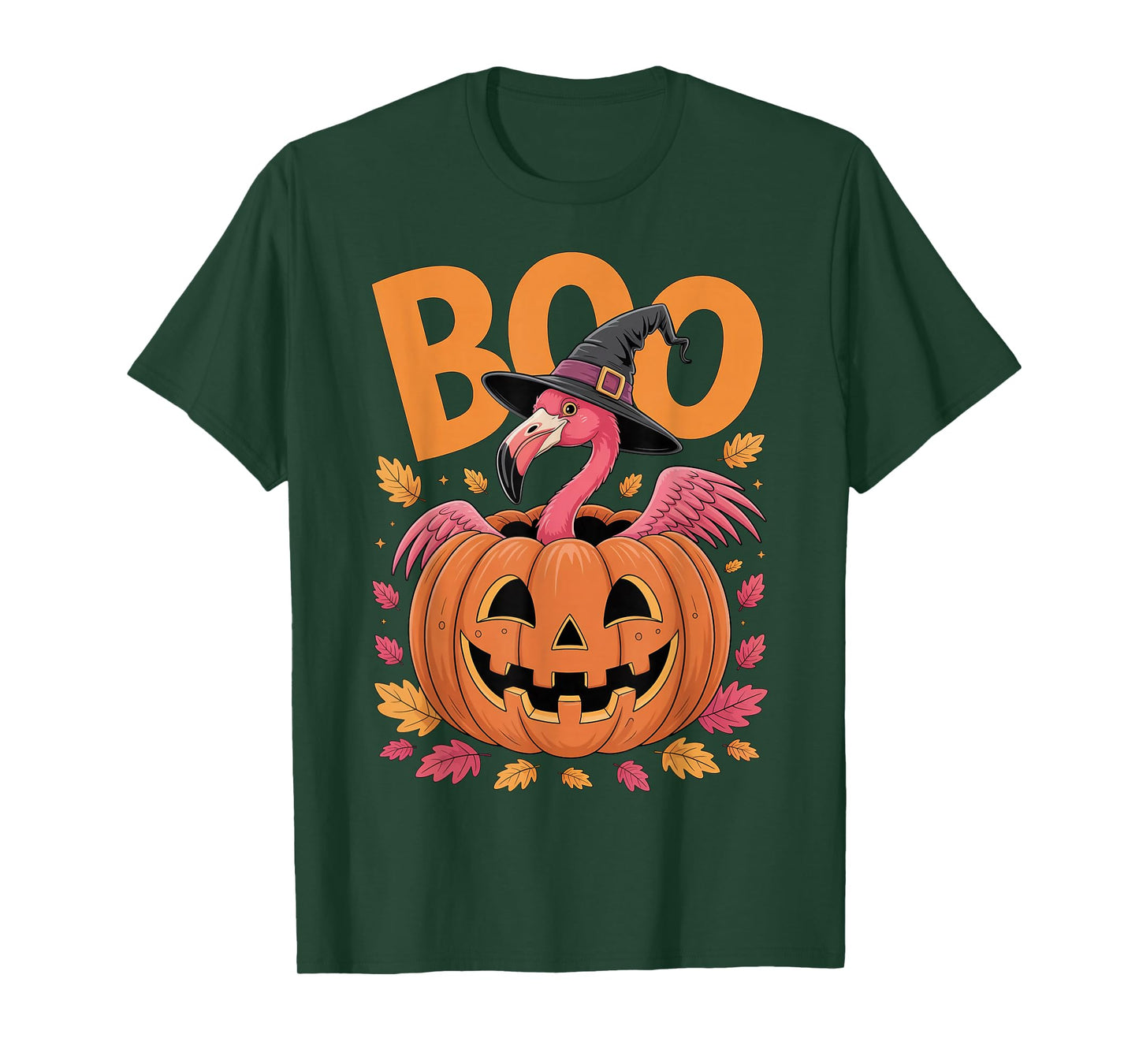 Flamingo Costume on Pumpkin Halloween Flamingo T-Shirt