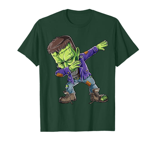 Halloween Boys Men Dabbing Frankenstein Monster Zombie Dab T-Shirt