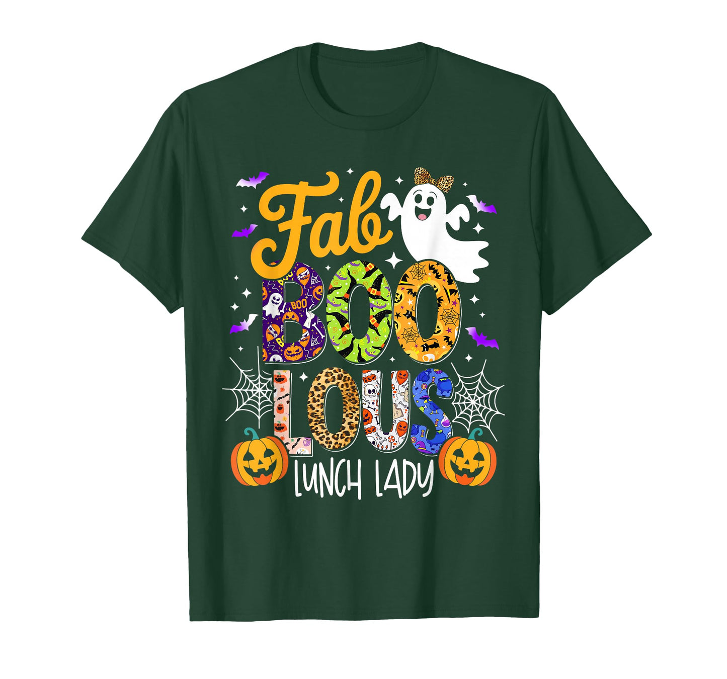 Fab Boo Lous Lunch Lady Faboolous Halloween Pumpkin Ghost T-Shirt
