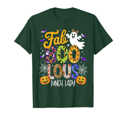Fab Boo Lous Lunch Lady Faboolous Halloween Pumpkin Ghost T-Shirt