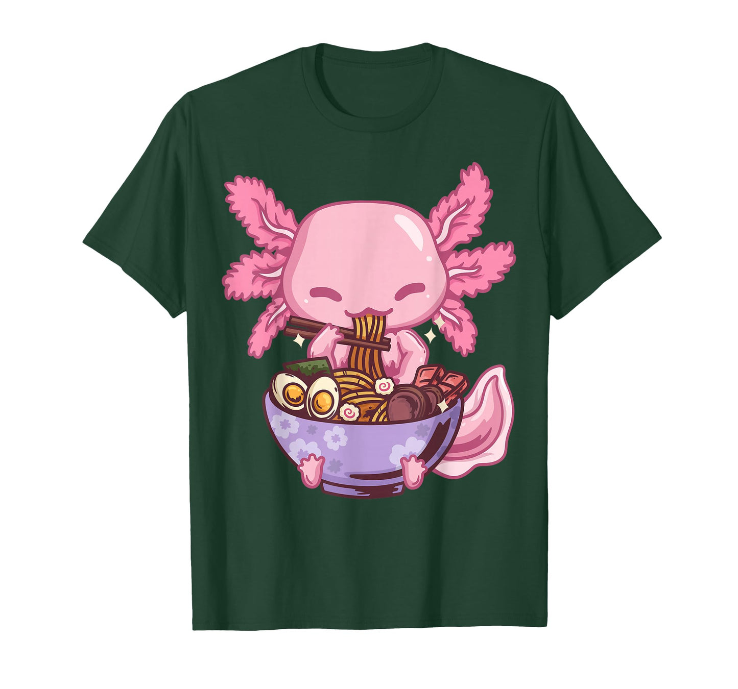 Axolotl Ramen Anime Kawaii Eating Girls Teens T-Shirt Small