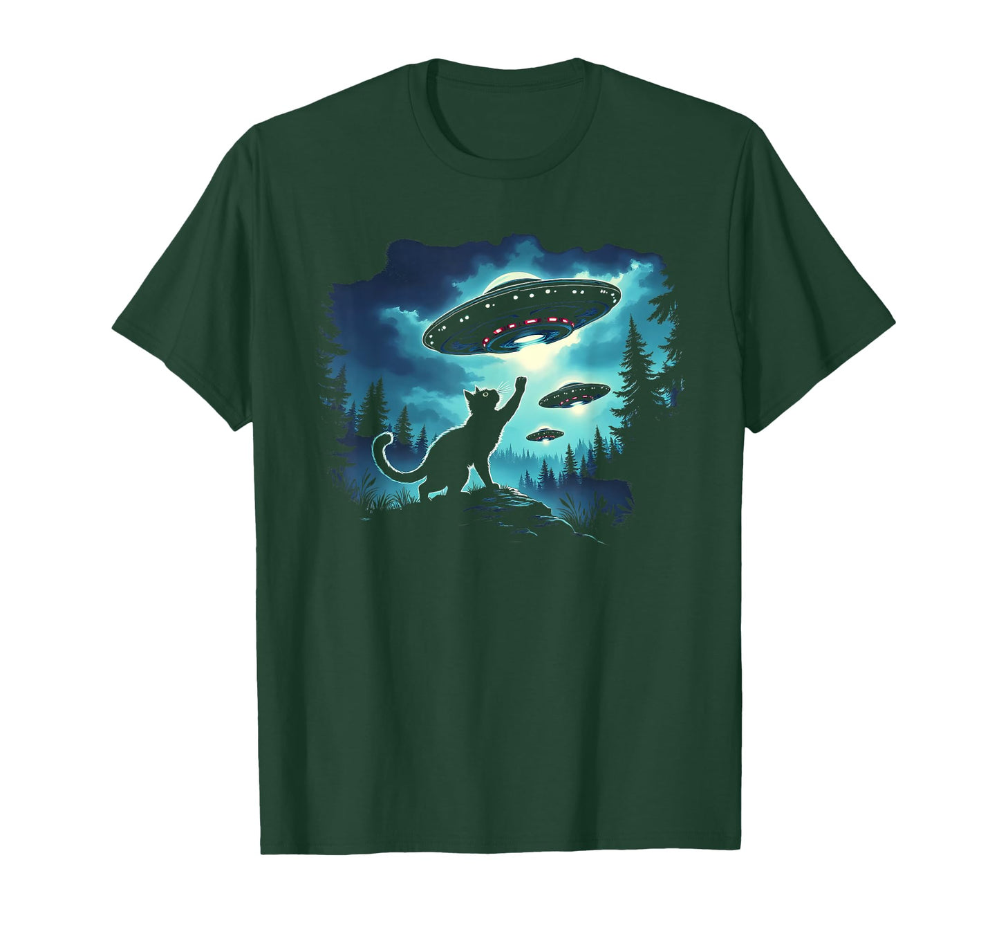Alien Cat Playing With Ufo T-Shirt