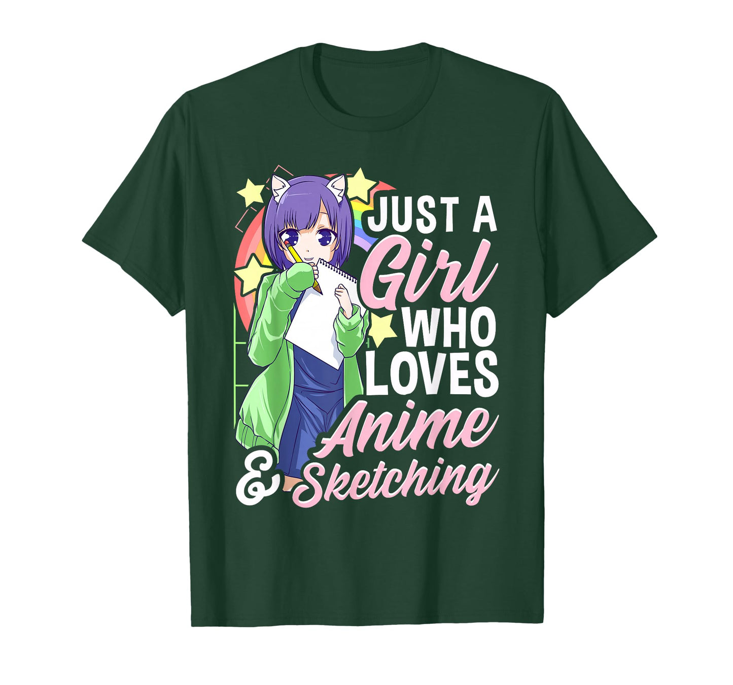Anime Girl Just a Girl Who Loves Anime and Sketching Drawing T-Shirt Small