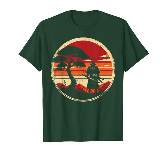 Japanese Art Samurai Retro Sunset Warrior Men Women Kids T-Shirt