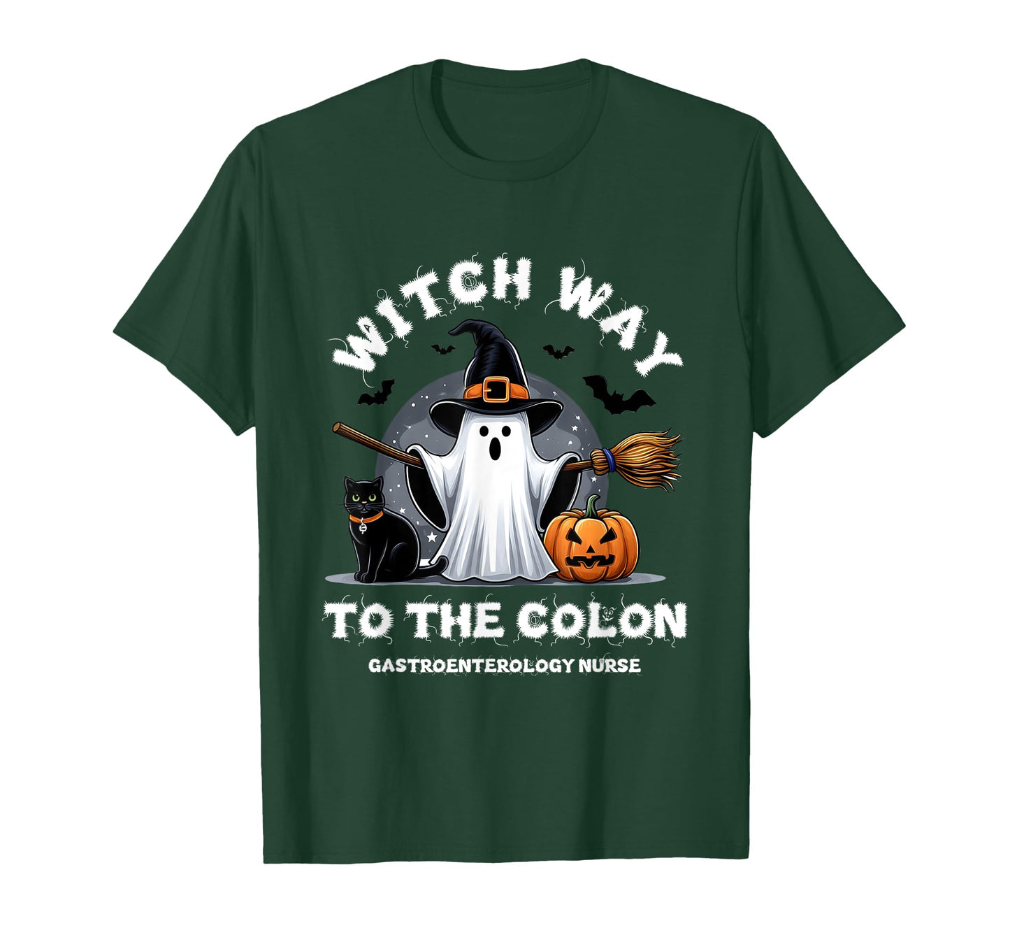 Gastroenterology Nurse Witch Way To The Colon Surprise Ghost T-Shirt