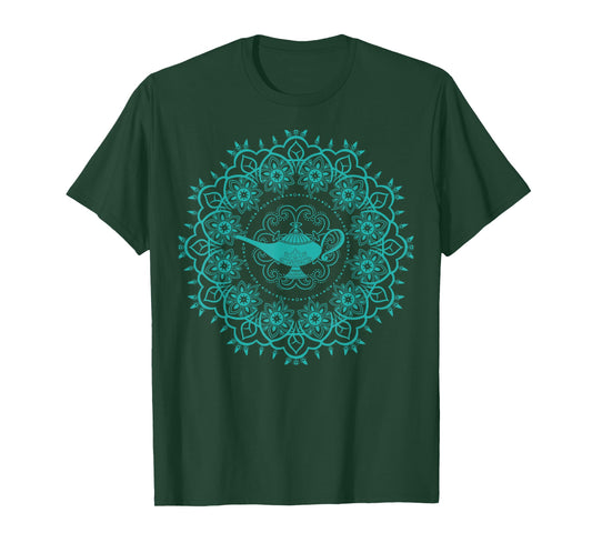 Disney Aladdin Genie's Lamp Teal Mandala T-Shirt