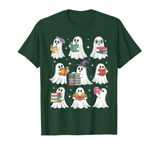Ghost Reading Teacher Halloween Costume Librarian Book Lover T-Shirt