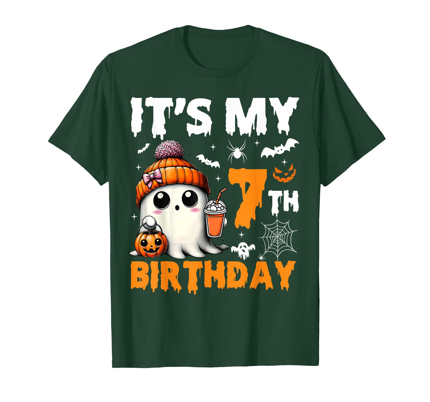 It's My 7th Birthday 7 Years Old Ghost Pumpkin Halloween T-Shirt