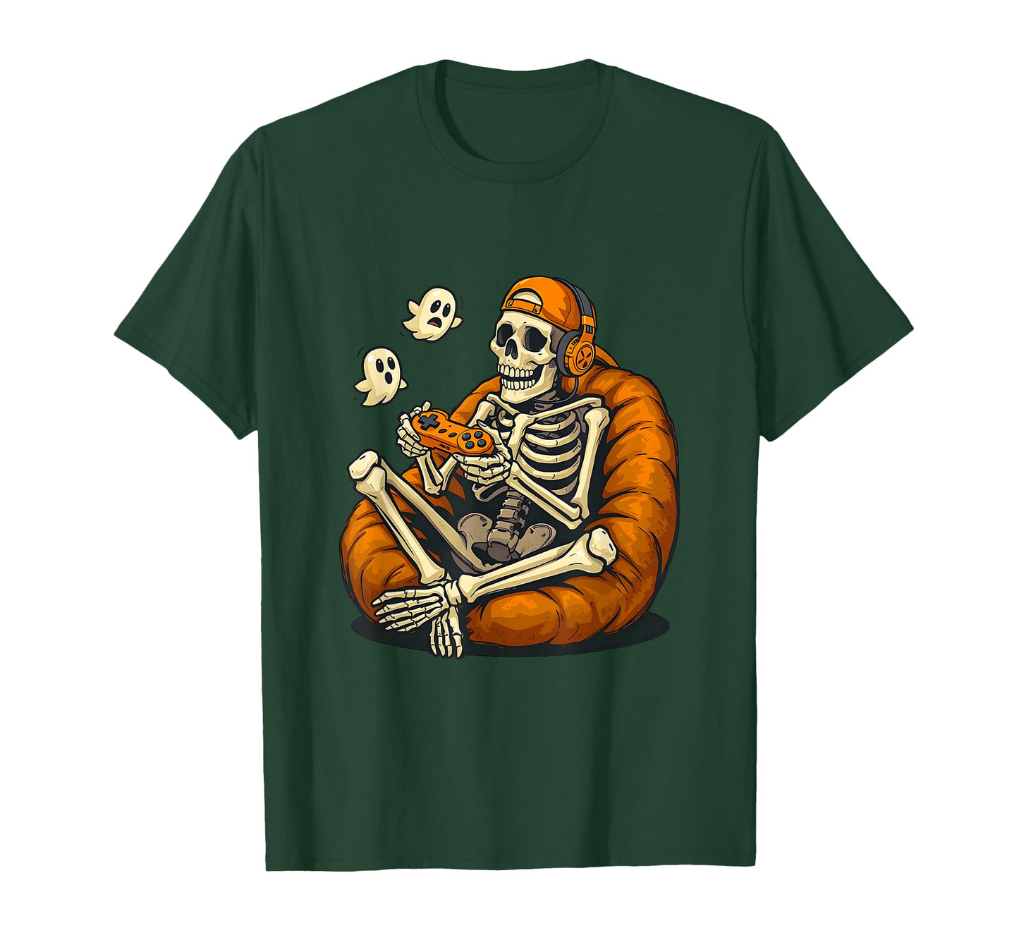 Halloween Skeleton Gamer Video Gaming Boys Men Kids Tees T-Shirt
