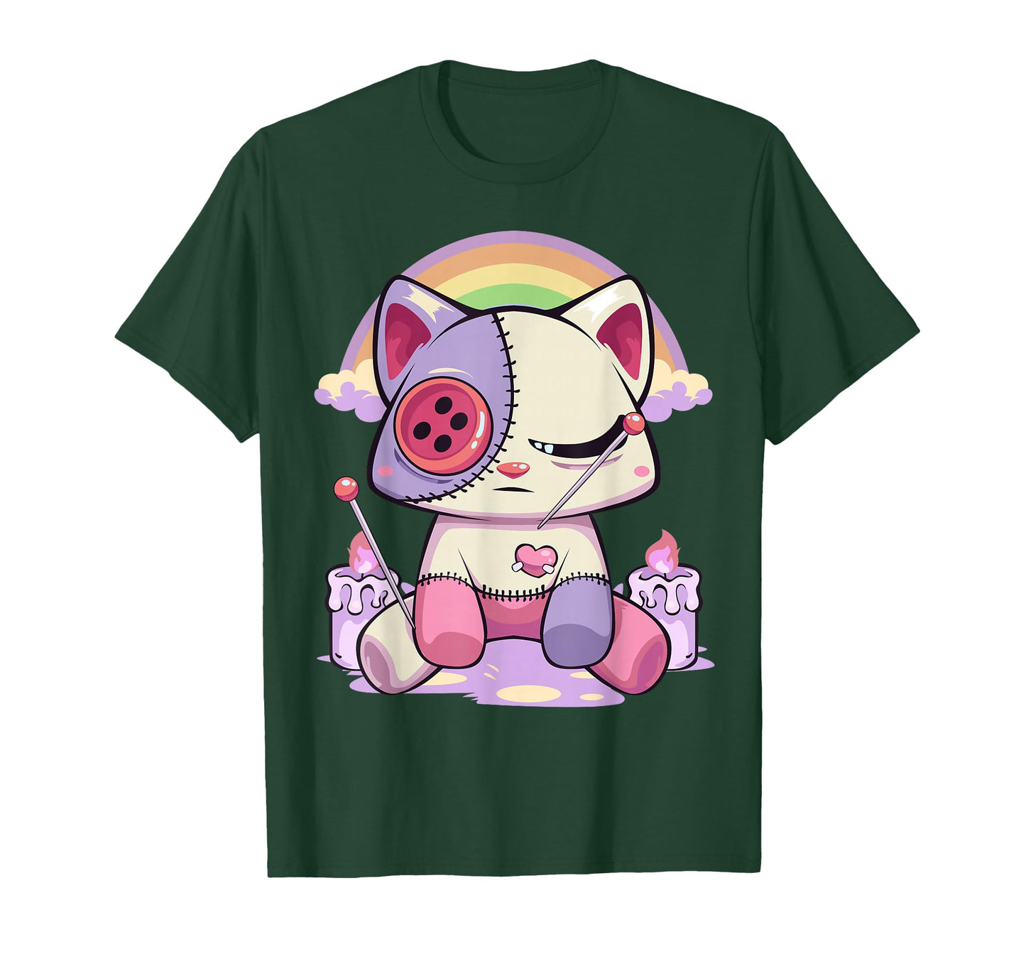 Pastel Goth Kawaii Menhera Sad Creepy Voodoo Doll Cat T-Shirt