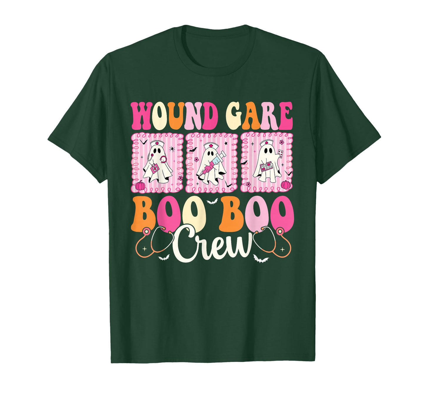 Wound Care Nurse Boo Boo Crew Ghost Nurse Halloween Costume T-Shirt