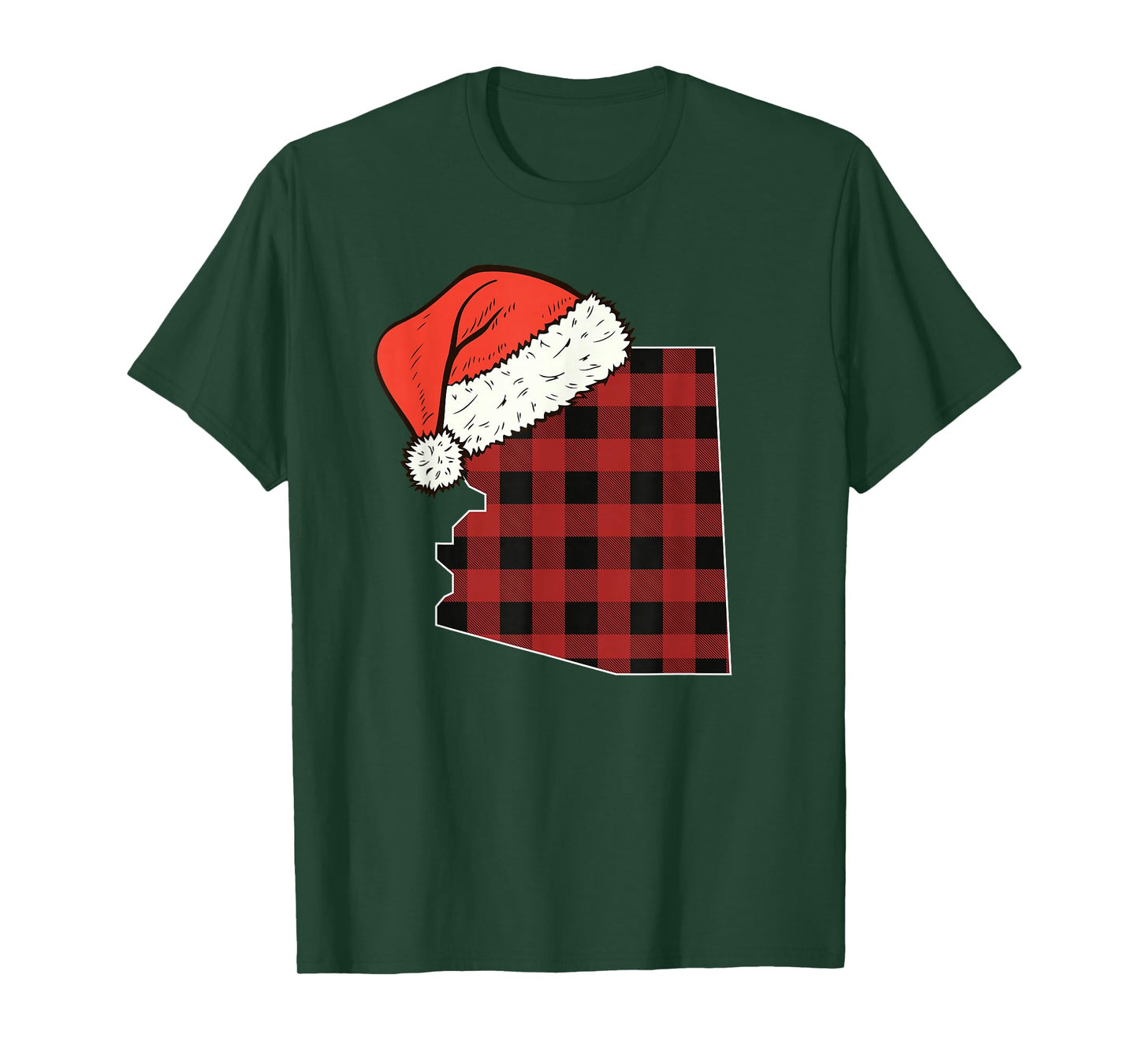 Arizona Plaid Christmas Santa Hat Holiday Matching Design T-Shirt