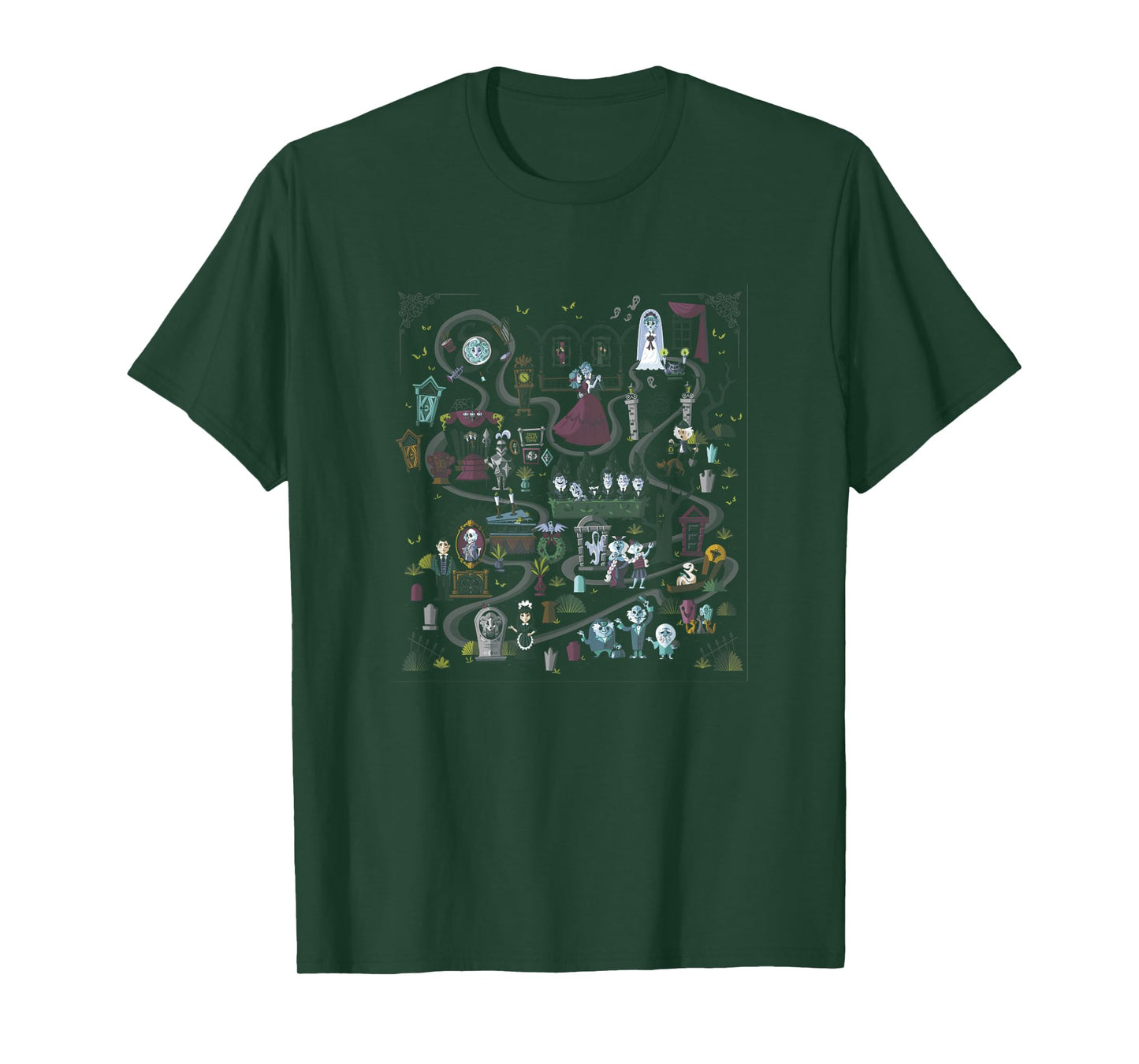 The Haunted Mansion Ride Animated Map Overview T-Shirt