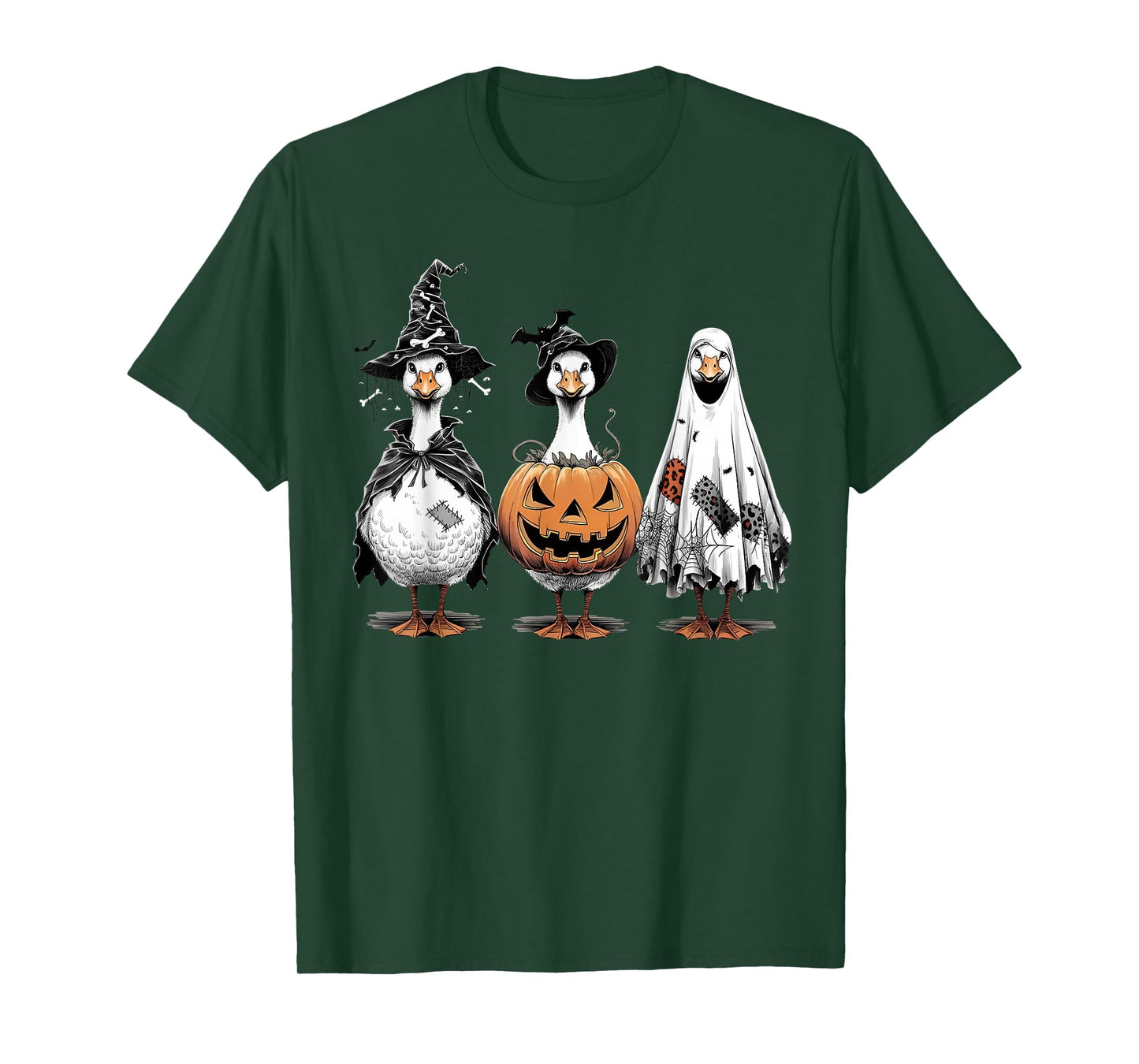 Spooky Season Halloween Goose Ghost Witch Jack O Lantern T-Shirt