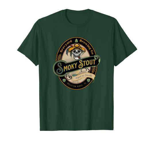 Graveyard Brewery Craft Beer Label, Skeleton with Cigar T-Shirt