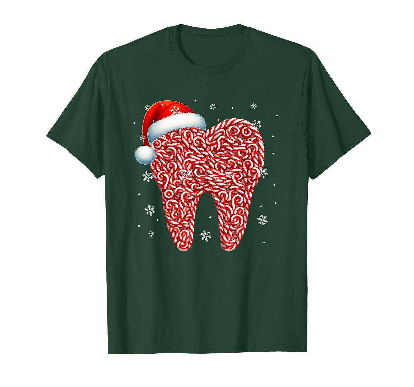 Candy Canes In Tooth Shape Christmas Dentist Dental Squad T-Shirt