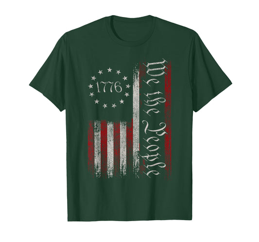 Vintage Old American Flag Patriotic 1776 We The People USA T-Shirt