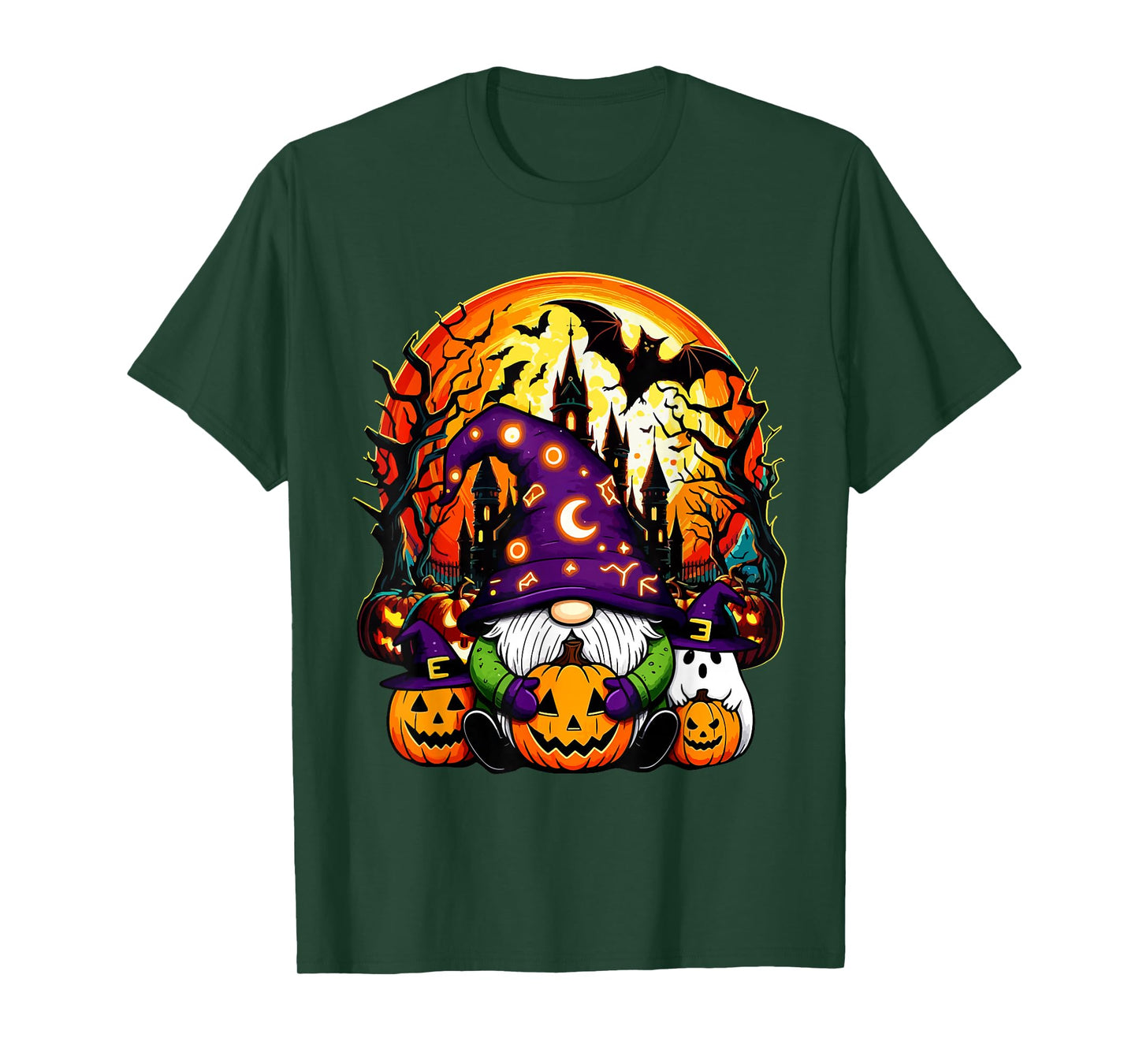 Halloween Gnome Cosplay Witch Boo Ghosts Carved Pumpkins T-Shirt