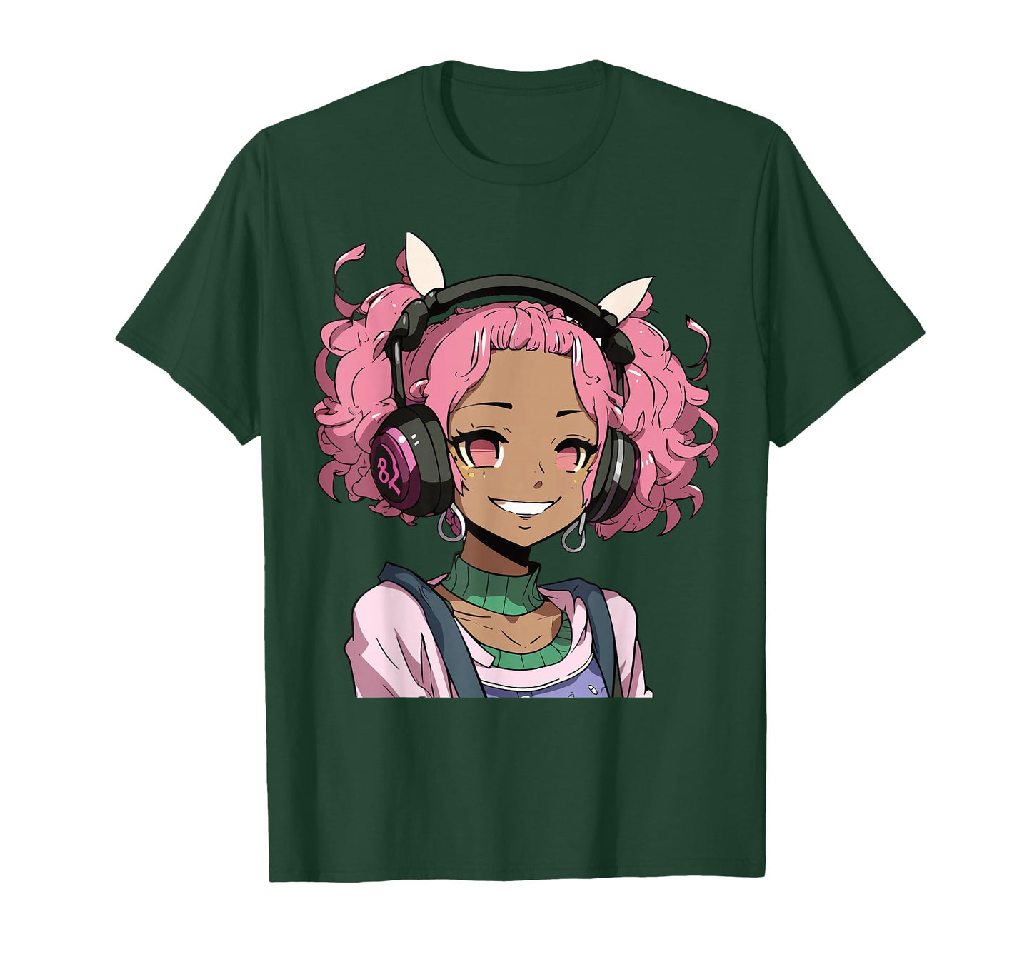 Anime and Music Black Girl Anime Merch Afro African American T-Shirt