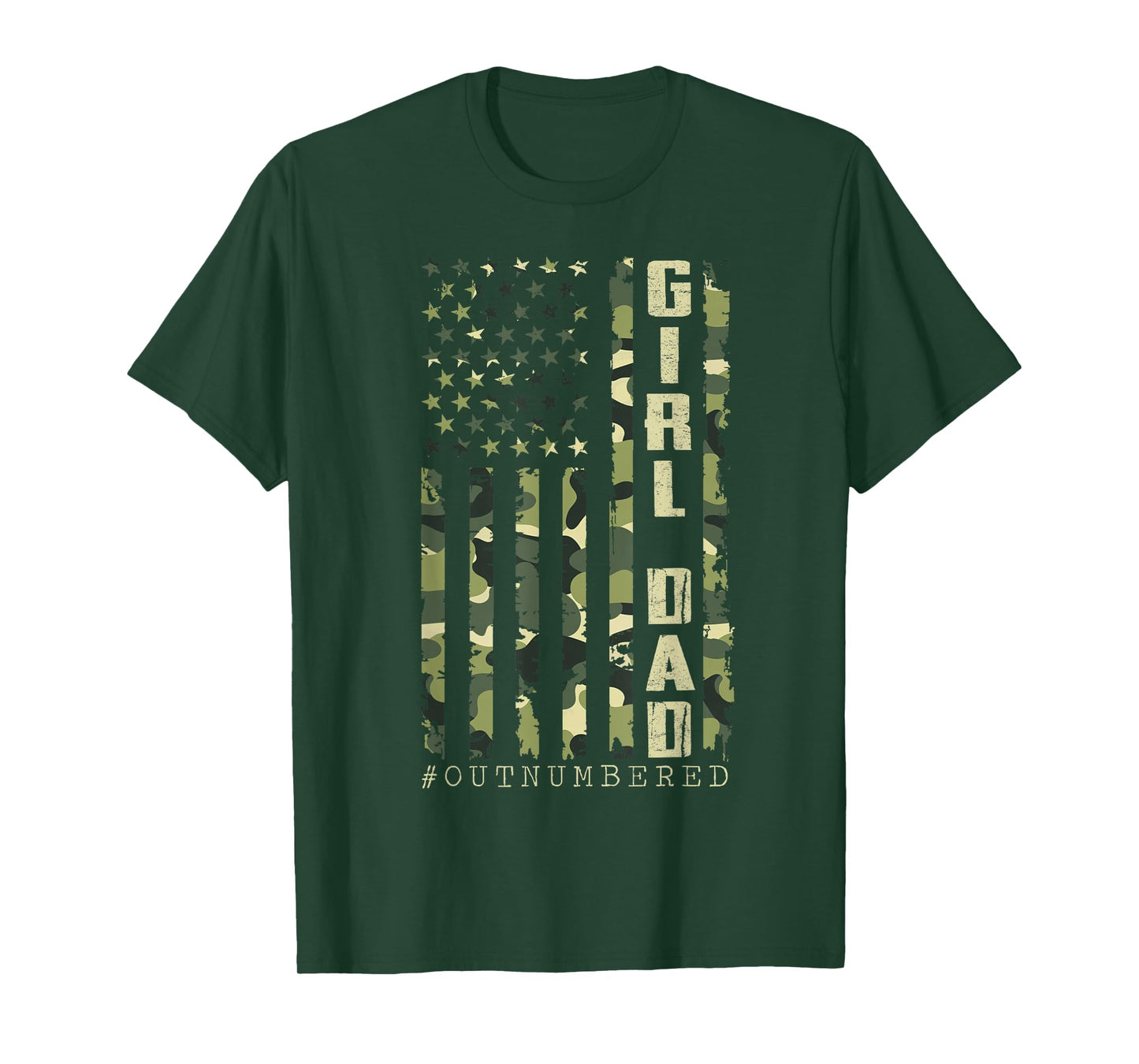Dad of Girl Camo American Flag Father's Day Military Daddy T-Shirt