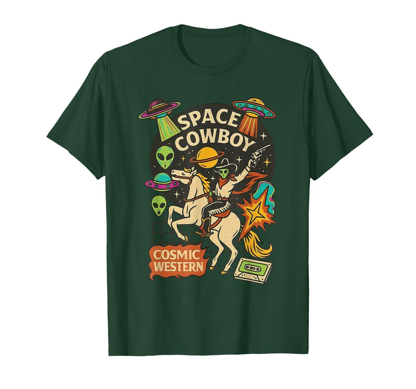 Retro Alien Space Cowboy Cosmic Western Cowboy Cowgirl T-Shirt
