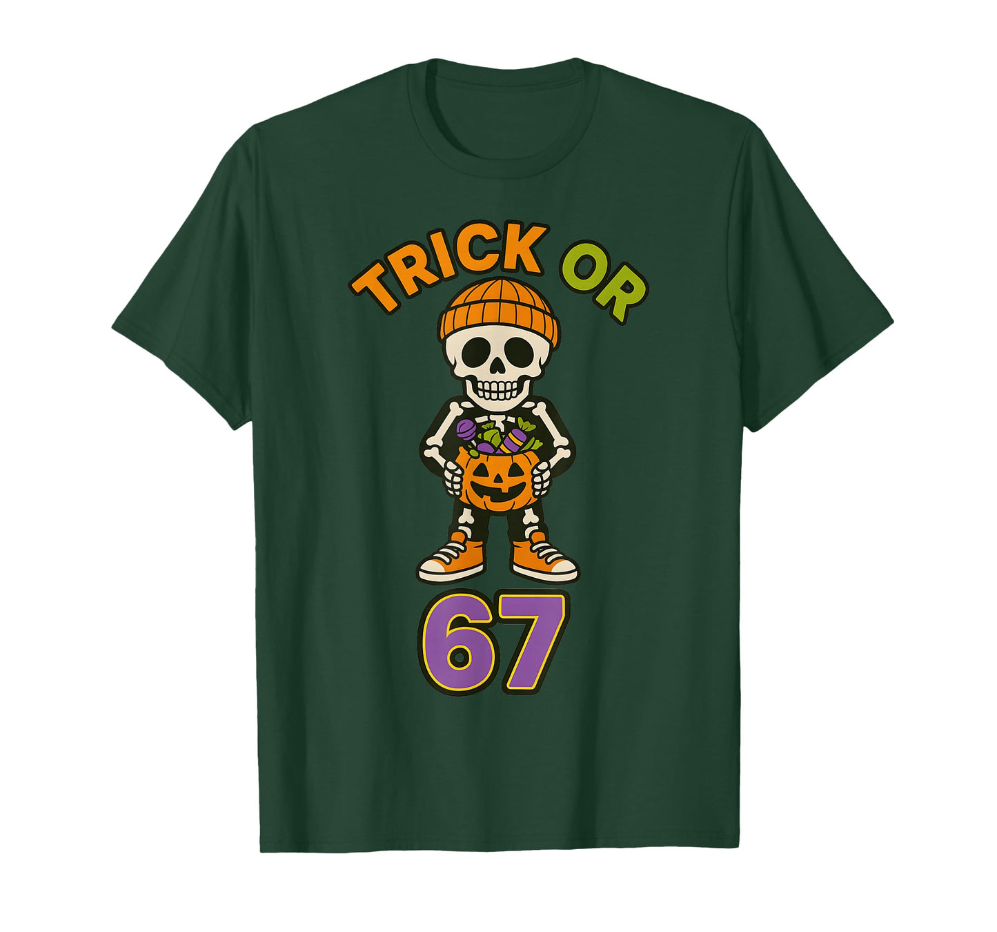 Funny 67 Halloween Trick Or Treat Skeleton Boys Six Seven T-Shirt