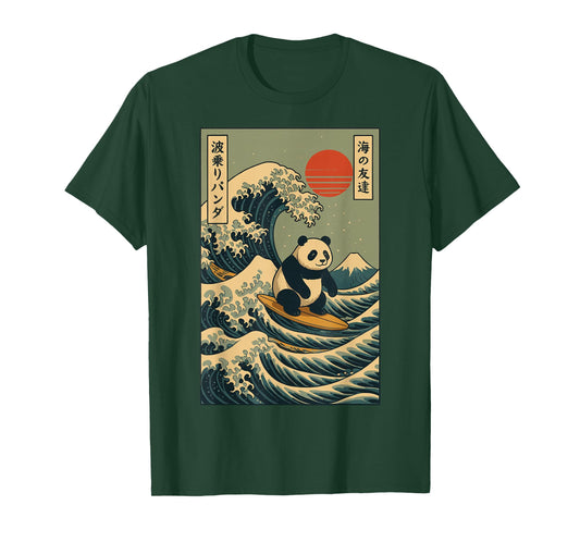 Panda Surfing Japanese T-Shirt