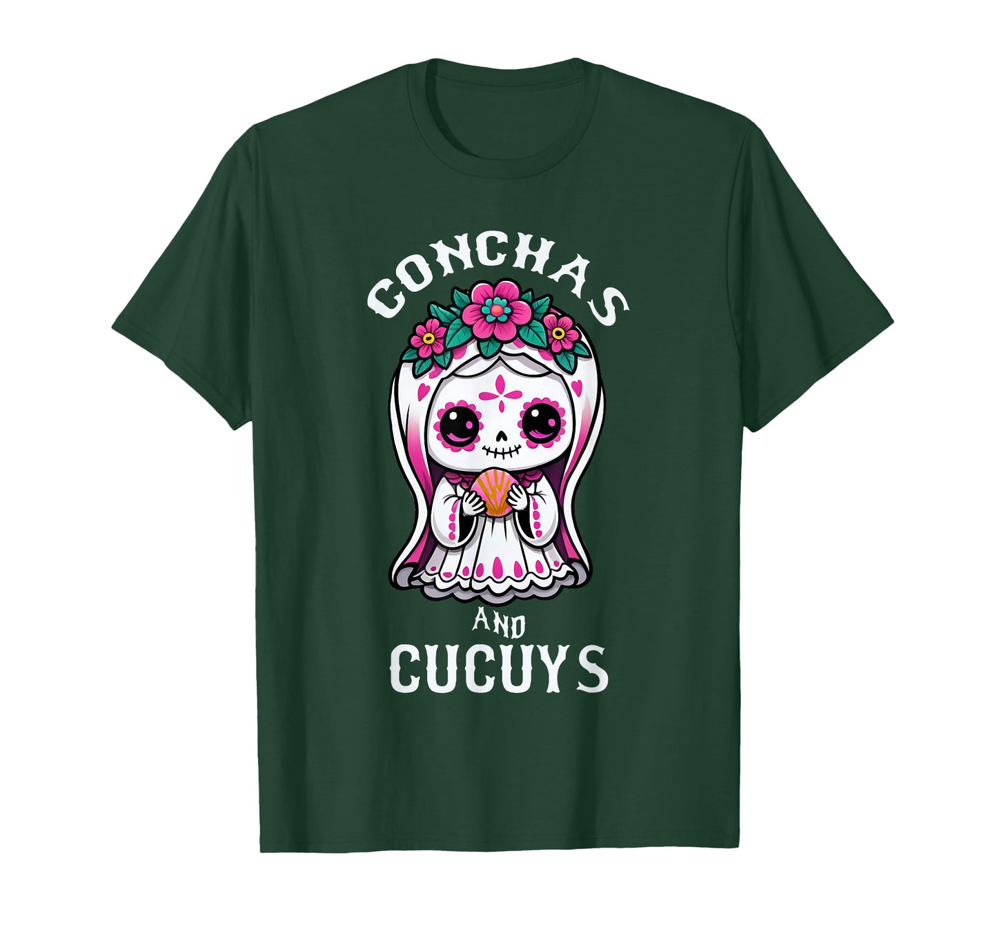 Conchas and Cucuys Mexican Halloween Ghost Concha Costume T-Shirt