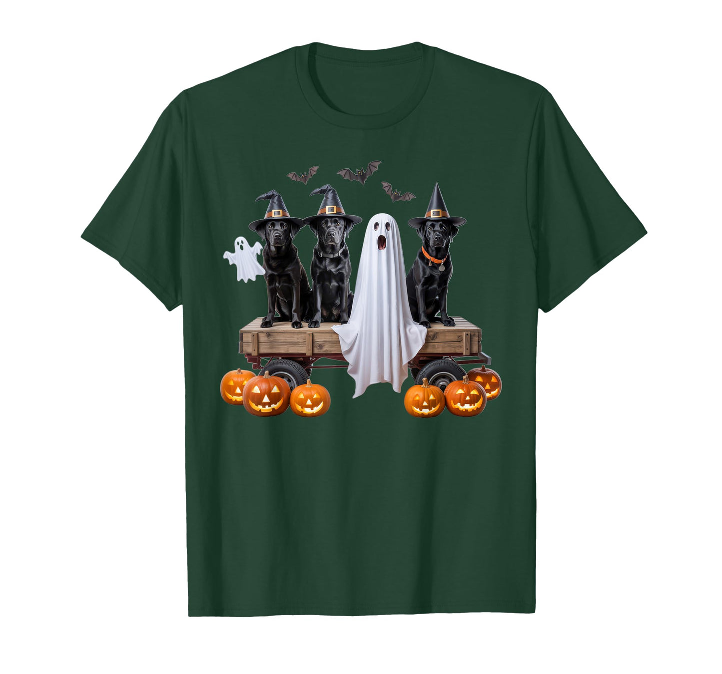 Black Labrador Spooky Squad Halloween Outfit with Witch Dogs T-Shirt