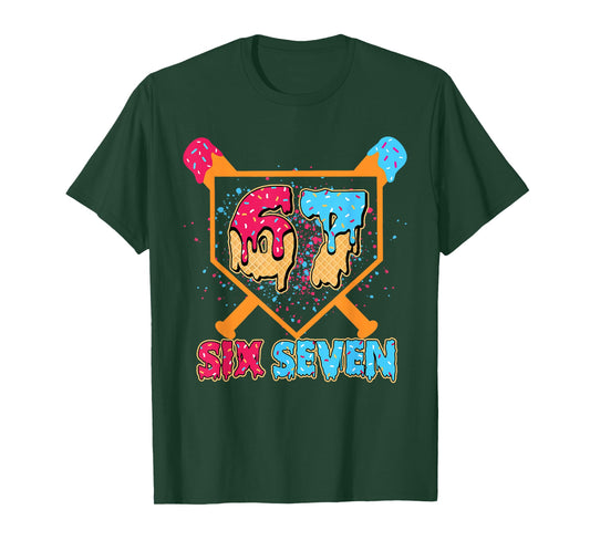 Six Seven Ice Cream Drip Cool Meme 67 Funny Number T-Shirt