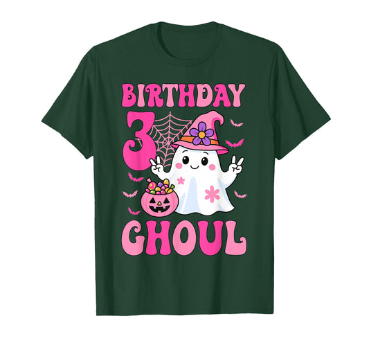 I'm 3 Years Old Girls Cute Ghost It's My 3rd Birthday Ghoul T-Shirt