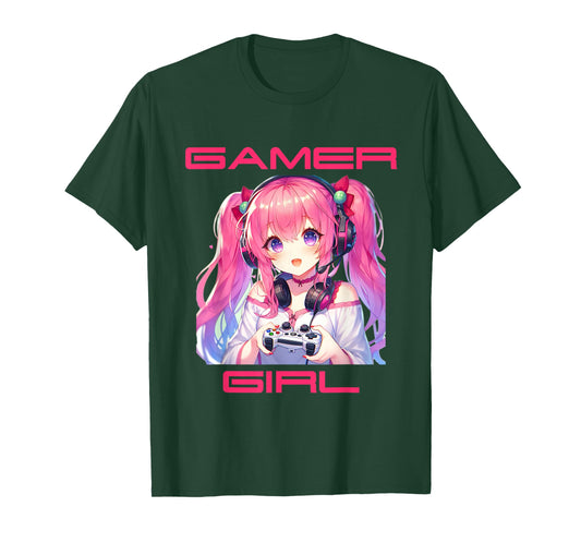 Gamer Girl Anime Birthday Gaming Graphic Teen Girls Women T-Shirt
