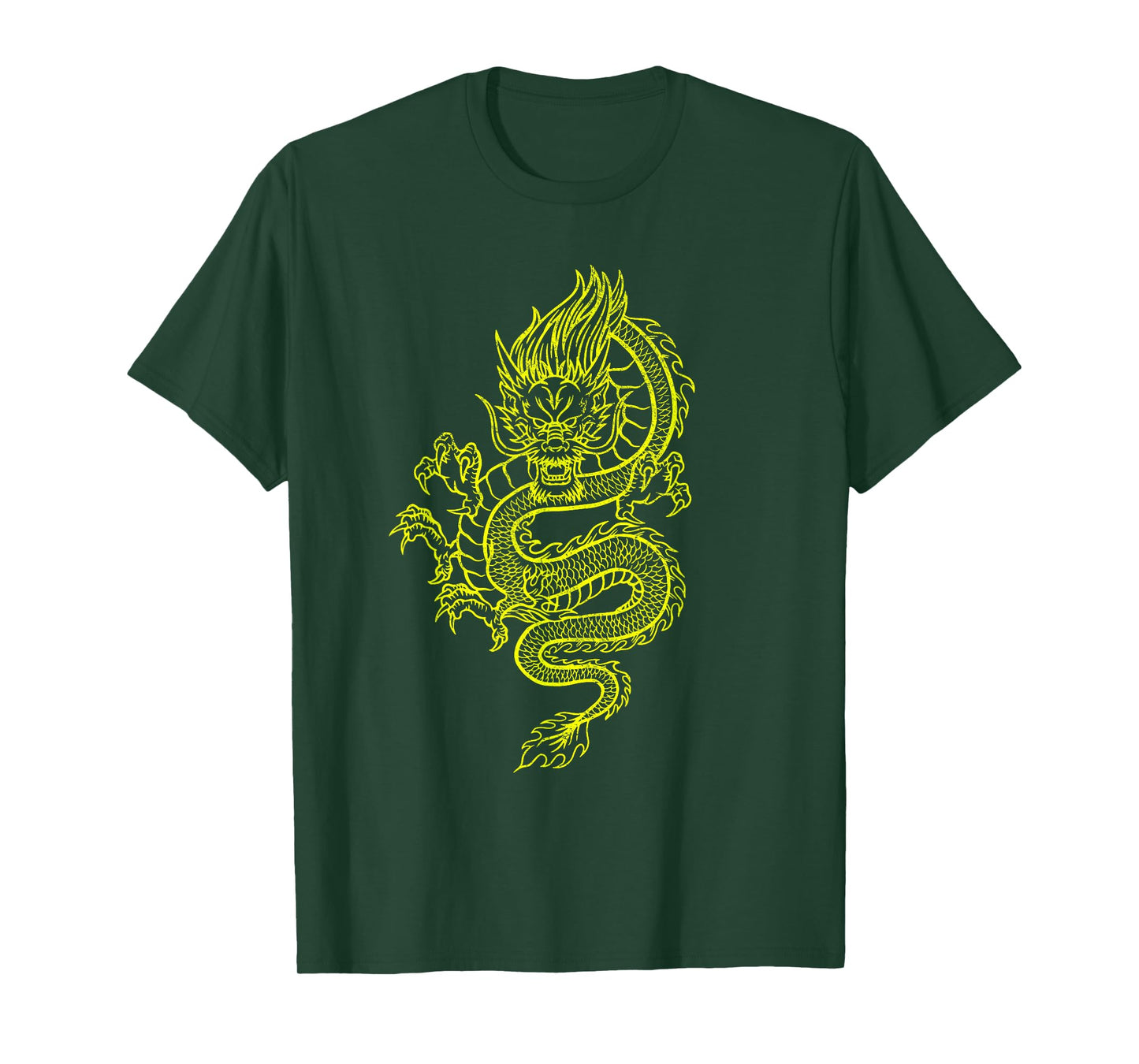 Large Yellow Dragon Graphic Design T-Shirt
