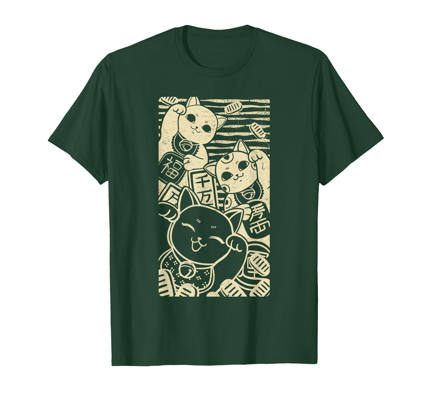 Maneki nekos - Lucky Cats Japanese Style Design T-Shirt