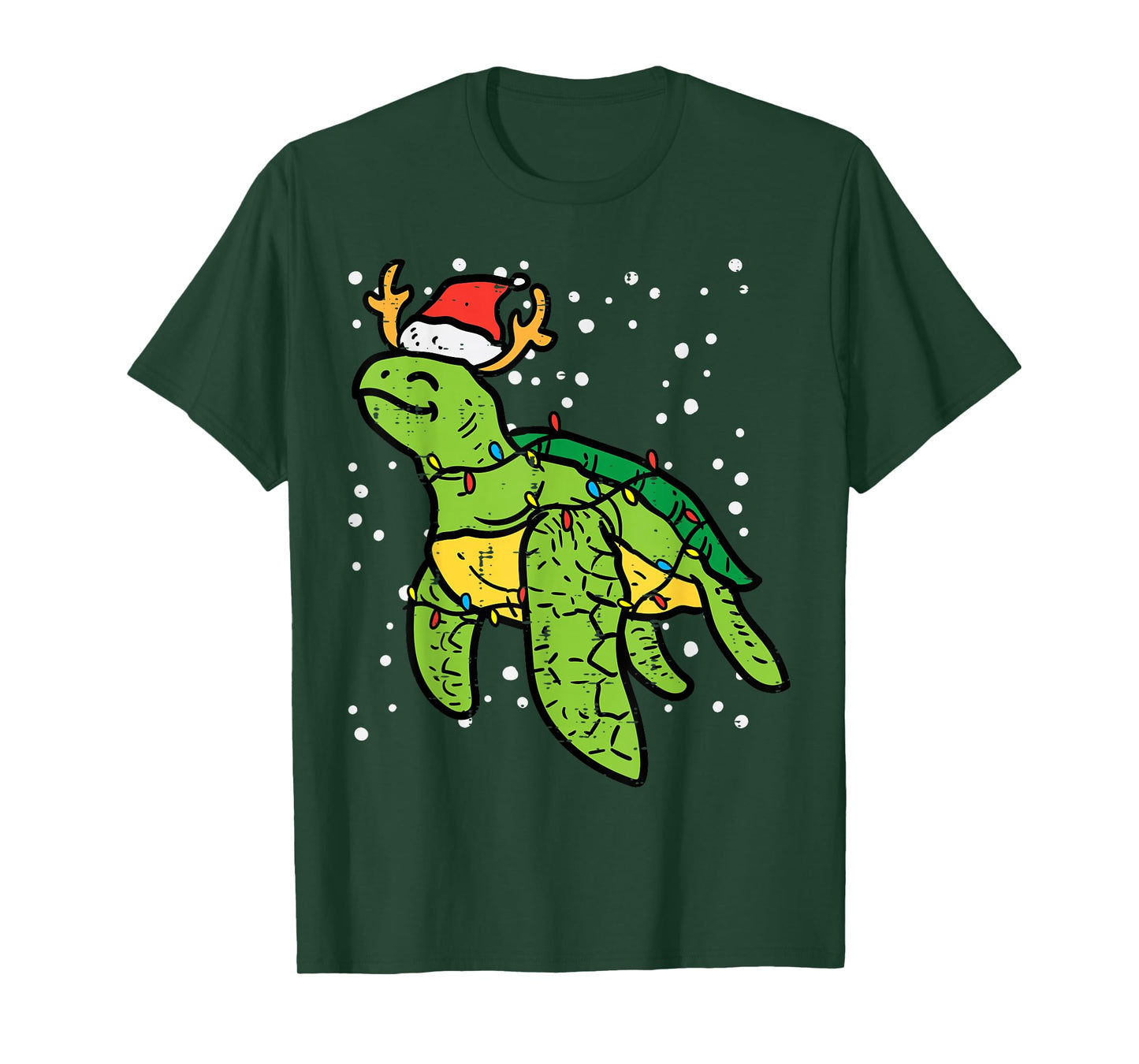 Sea Turtle Santa Christmas Lights Cute Xmas Men Women Kids T-Shirt